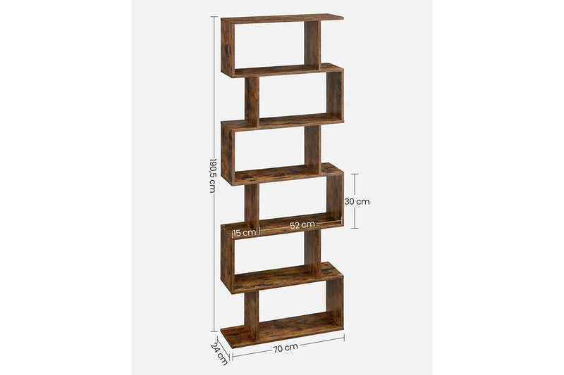 Vasagle Freestanding Decorative Wooden Bookcase - Rustic Brown