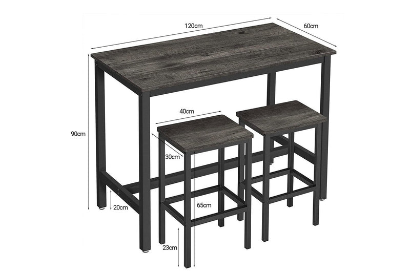 Vasagle Dining Bar Table Set - Dark Grey