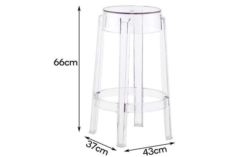 Matt Blatt - Set of 2 Philippe Starck Ghost Barstool Replica (66cm Clear)