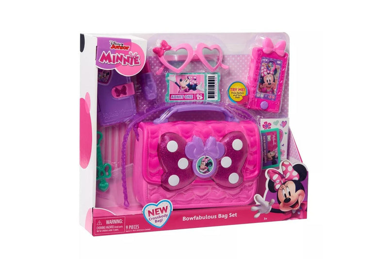 Disney Junior Minnie Mouse Bowfabulous Bag w Phone Lipstick Kids Play Set 3+