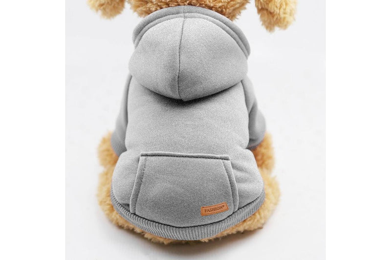 PETSWOL Dog Hoodie with Pocket - Grey, Small