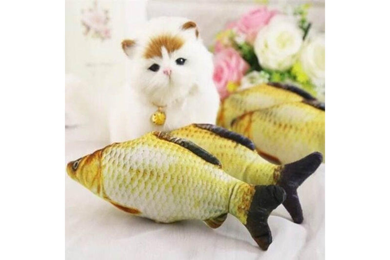 Fish Catnip Toys Simulation Plush Shape Doll Interactive Pets Cookie Brown - Standard