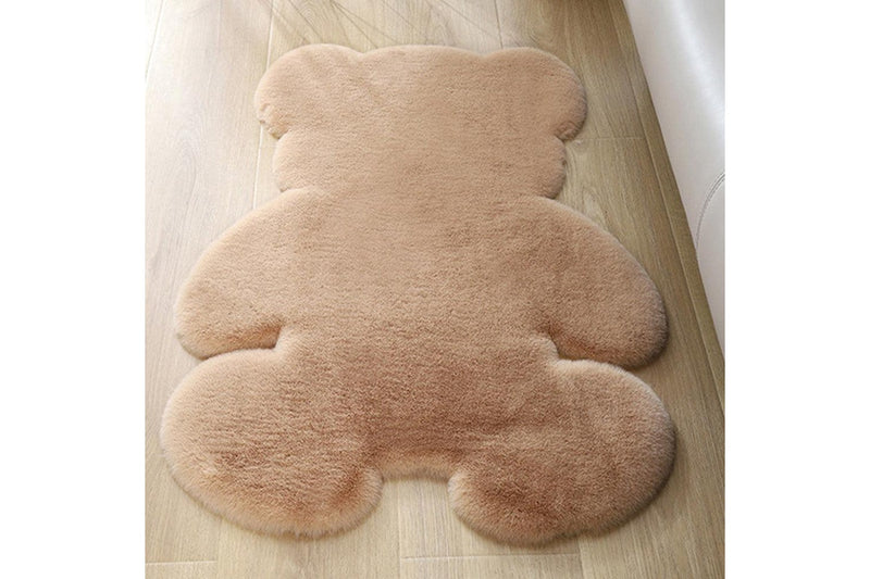 Bear Shaped Rug Super Soft Carpet Antiskid Mat 60 x 45cm Khaki