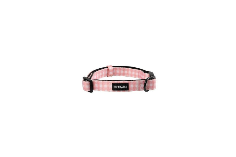 Frank Barker Adjustable 19-28cm Plaid Gingham Pet Dog Collar Neck Strap XS Pink