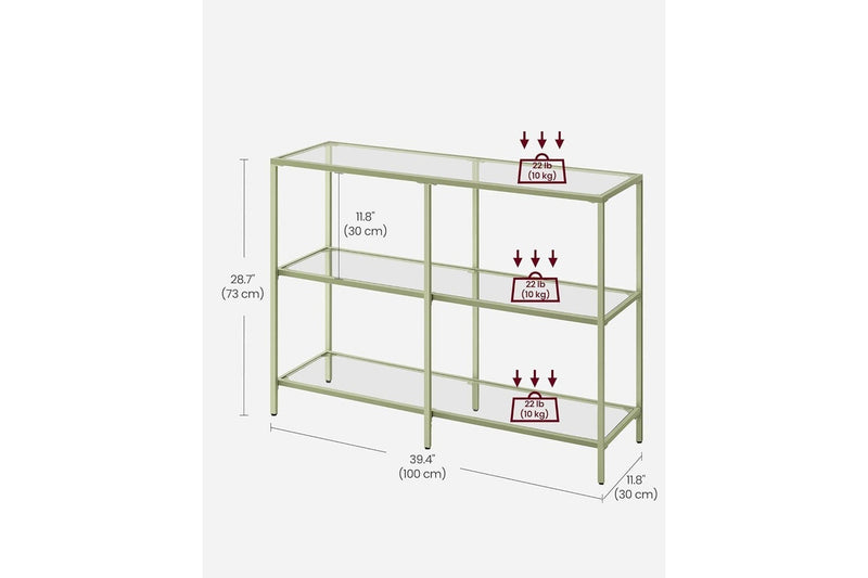 VASAGLE 1M Console Table with Tempered Glass - Laurel Green and Transparent