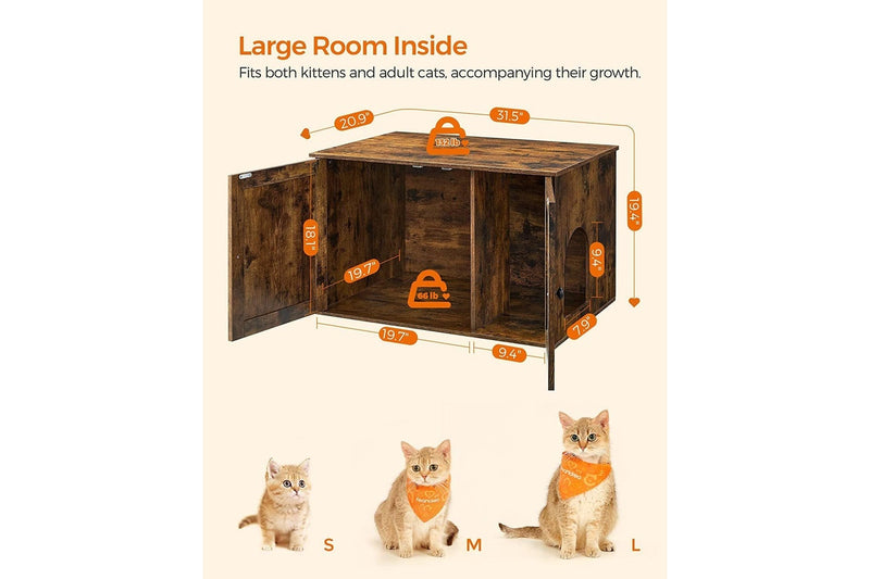 VASAGLE Feandrea Hidden Cat Litter Box Enclosure - Rustic Brown