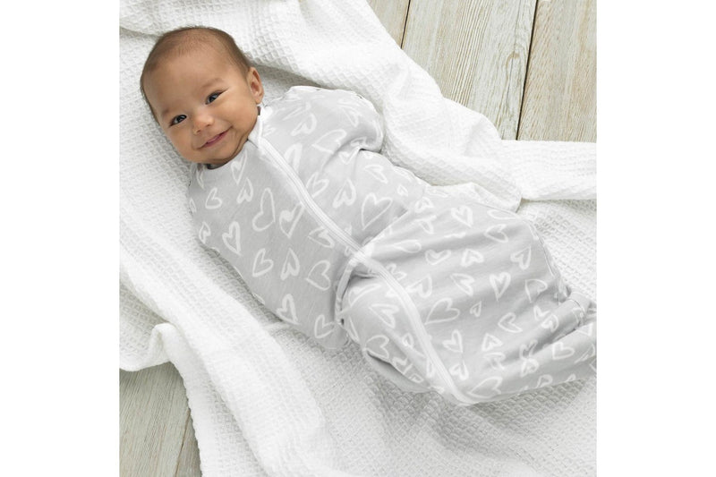 Mum 2 Mum: Bean Pod Swaddle Pouch - Grey Hearts (4-12 Months)