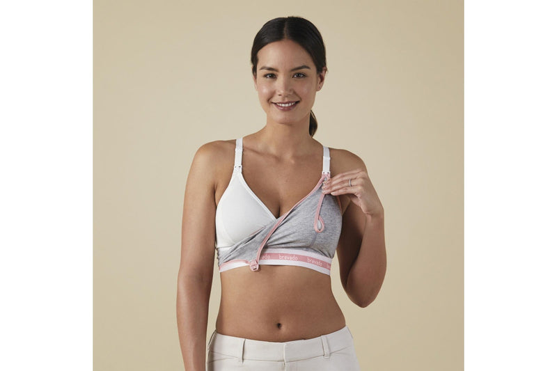 Bravado Designs: Clip and Pump Nursing Bra - Dove Heather W/Dusted Peony (Medium)