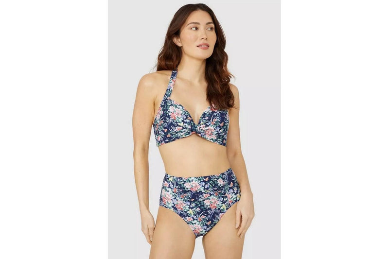 Debenhams Womens/Ladies Floral Non-Wired Bikini Top (Navy) (14 UK)