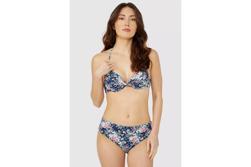 Debenhams Womens/Ladies Floral Fold Over Bikini Bottoms (Navy) (14 UK)