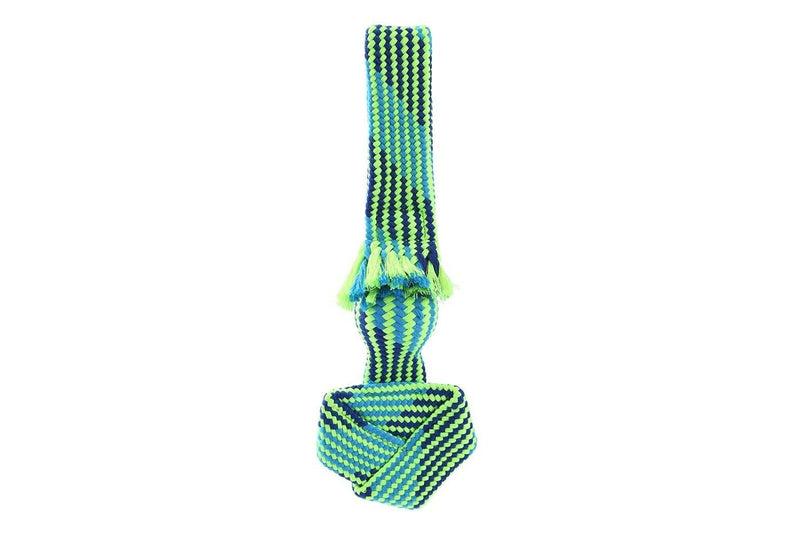 3x Paws & Claws Tug-Of-War Pet Dog Toy 35cm Rope Tugger w Squeaky Ball Blue GRN