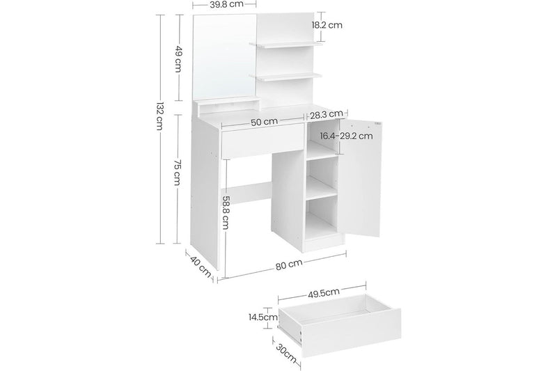 VASAGLE Dressing Table With Mirror - White