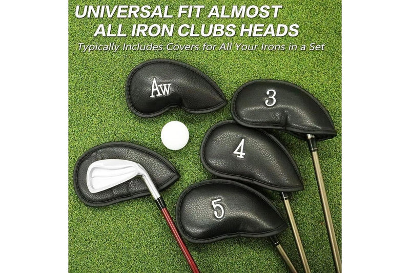 12 Piece Golf Iron Headcover Set Synthetic Leather Universal Fit