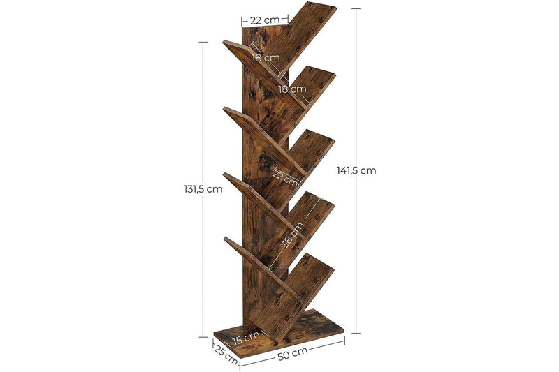 Vasagle 8-Tier Tree Bookshelf - Rustic Brown