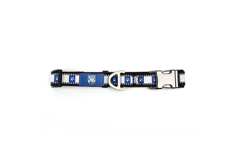 NRL Canterbury Bulldogs Dog Reflective Collar Walking 120cm Leash Lead Set