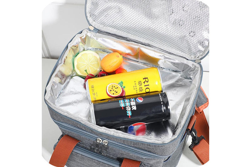 Portable Lunch Bag Thermal Insulated Food Container Cooler Bag for Outdoor Camping Work School Grey