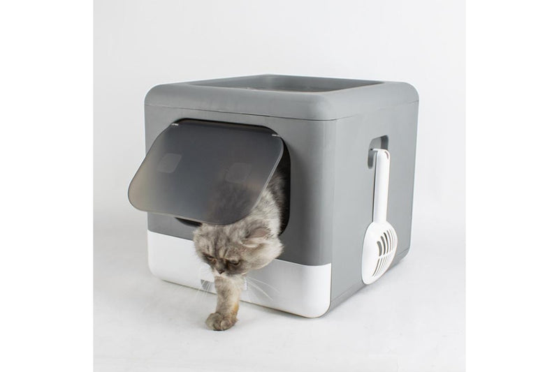 Enclosed Cat Litter Box - Grey