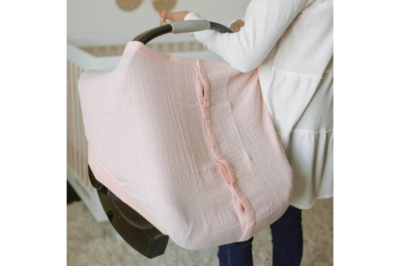 Little Unicorn: Muslin Car Seat Canopy V2 - Rose Petal