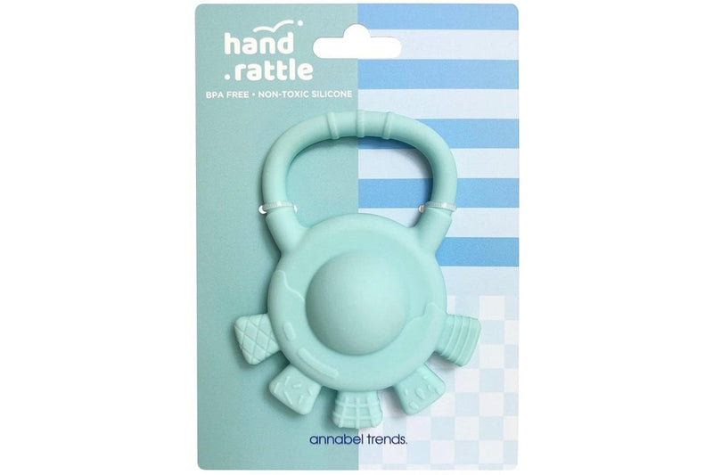 Annabel Trends: Silicone Hand Rattle - Aqua