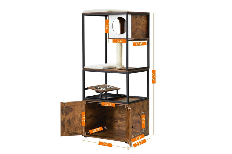 VASAGLE Feandrea Premium Large Cat Condo - Rustic Brown