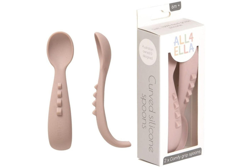 All4Ella: Comfy Grip Silicone Spoons - Dusty Pink (2 Pack)