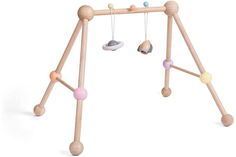 Wooden Baby Play Gym with 2 Detachable Toys Promotes Learning and Development