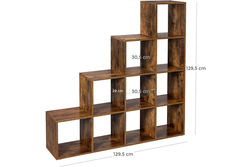 VASAGLE 10 Cubes Staircase Shelf - Rustic Brown