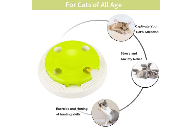 Interactive Cat Toy Electric Flutter Rotating Kitten Exercise Toy With Feather