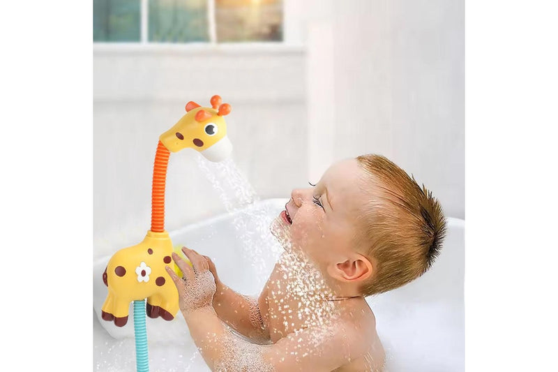 Baby Bath Shower Head Kid Shower Sprinkler Shower Water Spray Bathtub Fountain Toy Yellow Giraffe