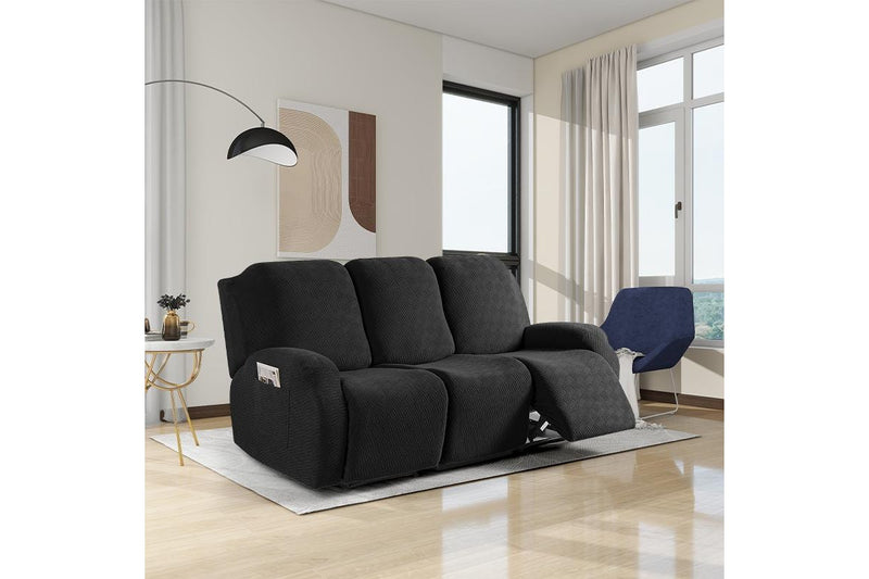 COMFEYA 3 Seater Recliner Covers for Recliner Chair - Black