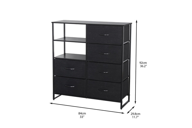 Ovela 6 Drawer Storage Chest With Shelf - Nordic Black