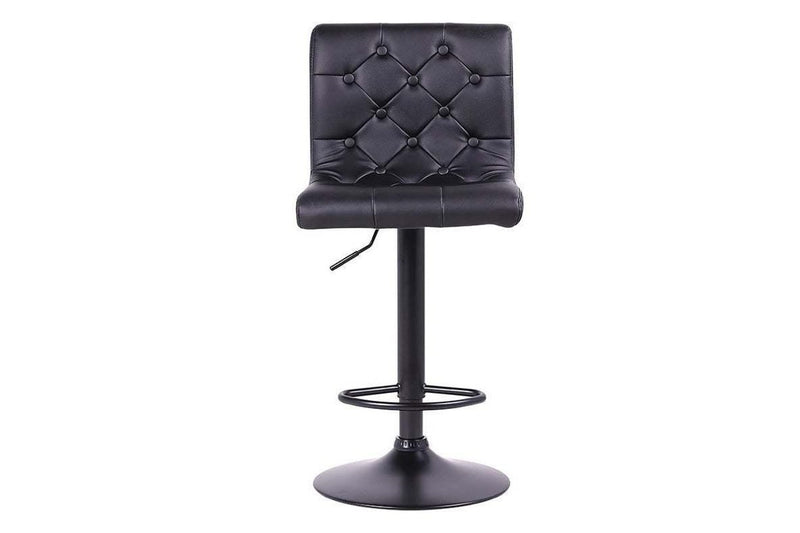 Adjustable Finest Black PU Leatherette Button Bar Stool- Set of 2