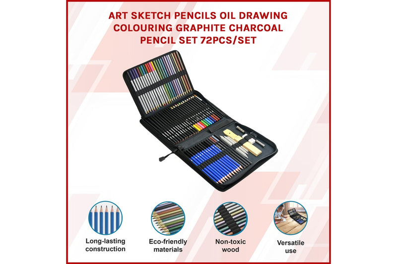 Art Sketch Pencils Oil Drawing Colouring Graphite Charcoal Pencil Set 72pcs/set