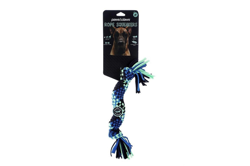 3x Paws & Claws Woven Rope Squeaker Pet Dog Play Interactive Toy Assorted 30cm