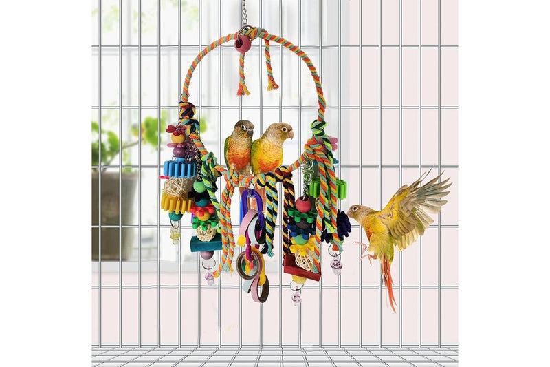 Bird Swing Chewing Toys Parrot Cotton Rope Ring