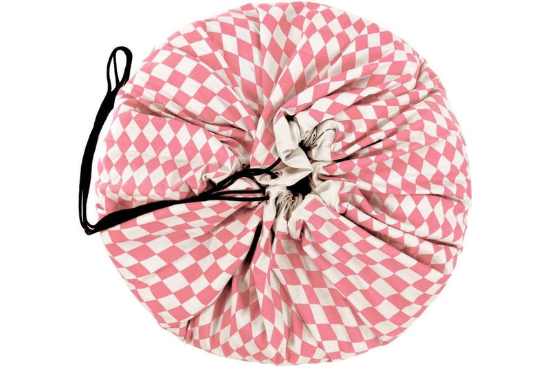 Baby Playmat with Drawstrings (145cm) - Gingham Pink