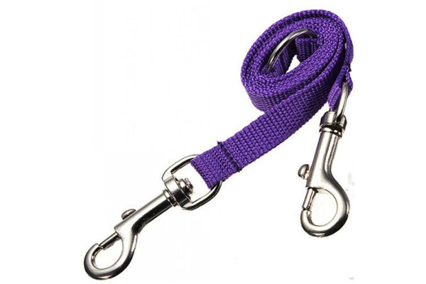 Purple Double Dog Leash One Size For Two Dogs Belt - Purple - Set Of 1