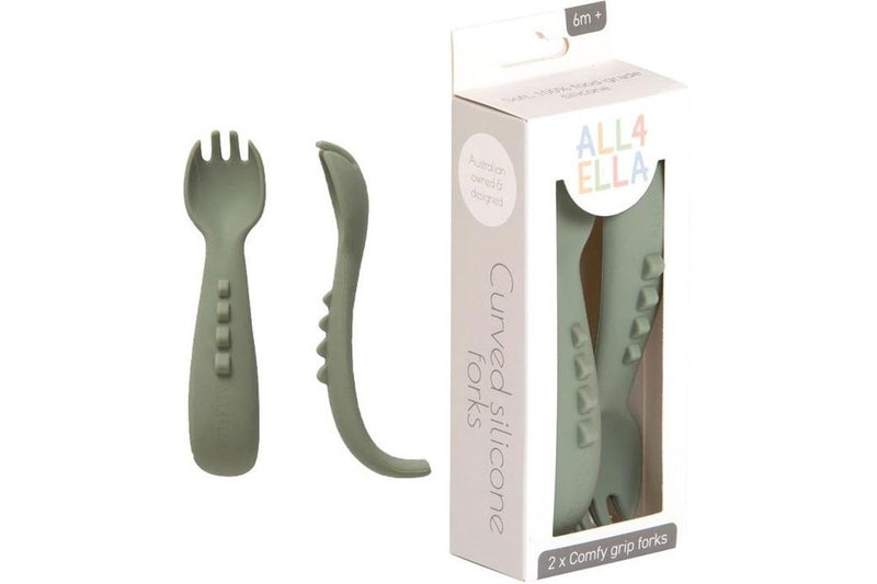 All4Ella: Comfy Grip Silicone Forks - Sage (2 Pack)