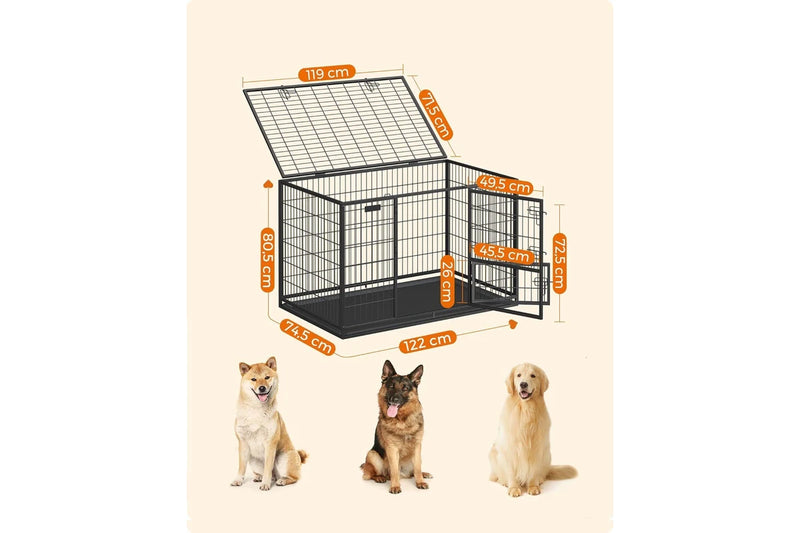 Feandrea Heavy-Duty Dog Crate with Metal Frame for Medium and Large Dogs