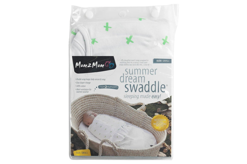 Mum 2 Mum: Summer DreamSwaddle - Green Criss-Cross (Small)