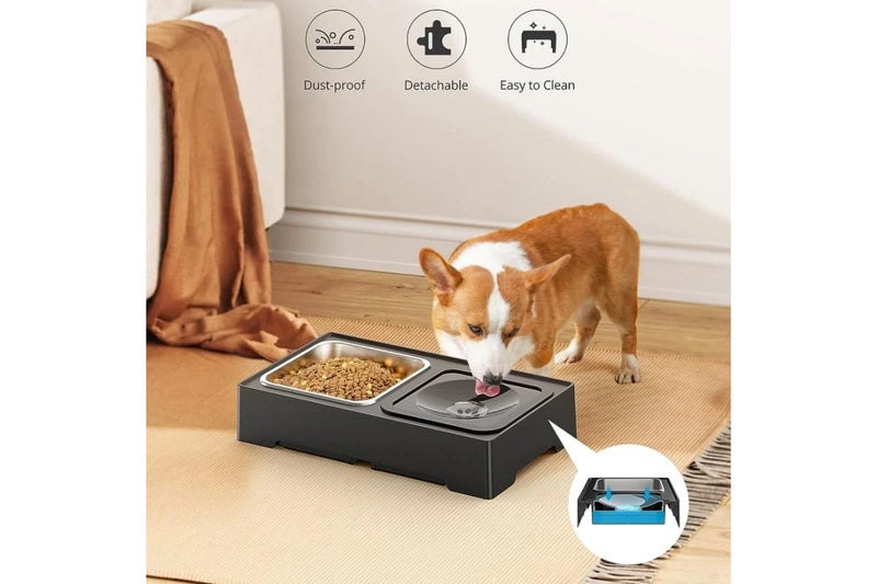 Adjustable Elevated Pet Bowl Holder with No Spill Water Bowl