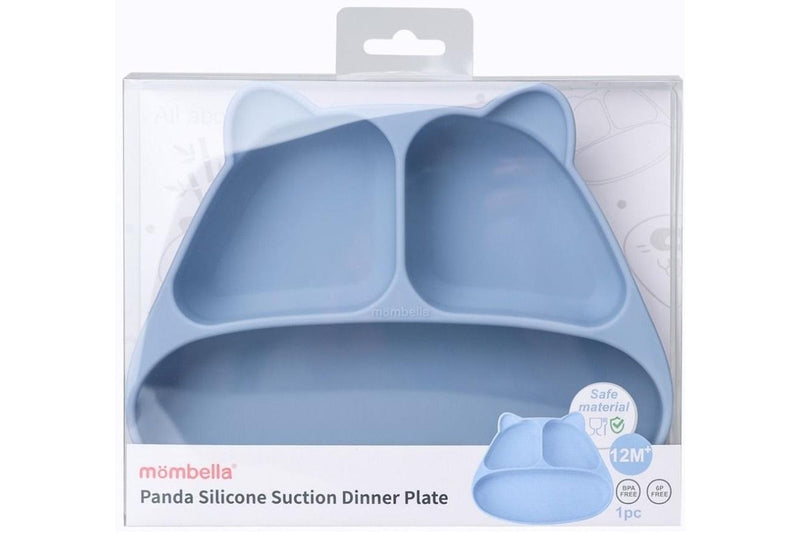 Mombella: Panda Silicone Suction Dinner Plate - Light Blue