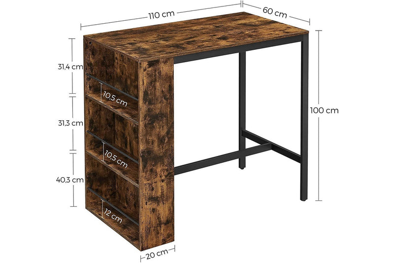 Vasagle : Bar Table With Storage Shelf - Rustic Brown