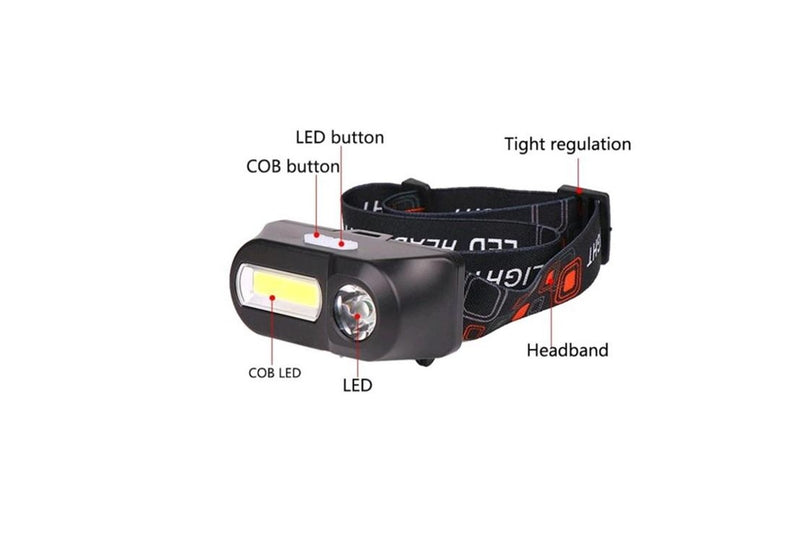 COB LED Headlight Headlamp Head Light Operated Outdoor XPE 18650