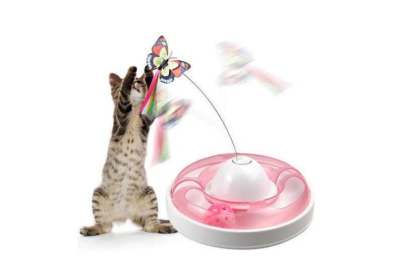 Butterfly Turntable - Interactive Pet Toy (Pink)