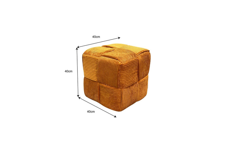 Fraser Country Modern Boucle Cube Ottoman - Yellow Brown