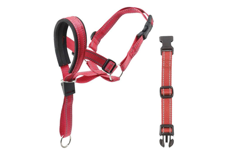 Adjustable Dog Head Collar Training Collar for Long-Snout Dogs Red