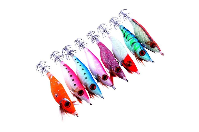 8 In 1 10cm Noctilucent Hard Baits Squid Fishing Lures Set