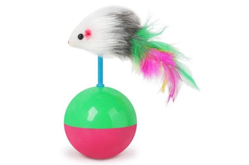 Mouse Tumbler Cat Dog Toy Ball Pet Real Rabbit Hair Multi - Standard