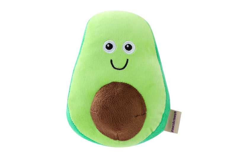 3x Paws & Claws 18cm Veggie Plush Avocado Dog Toy Interactive Fun w Squeaker GRN